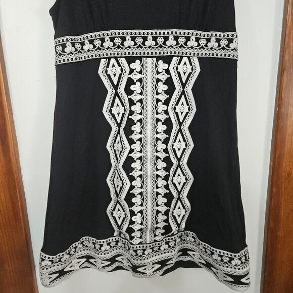 INC Petite Embroidery Black Flutter Short Sleeve Knit Dress Size Medium Stretch - Picture 5 of 7